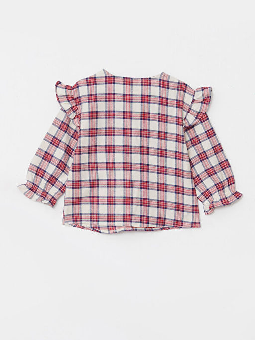 Bisiklet Yaka Uzun Kollu Ekose Desenli K?z Bebek Bluz - Waikiki фото 2