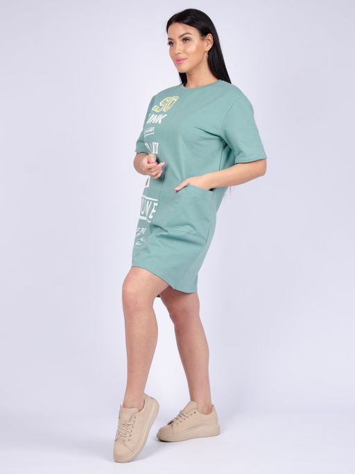 Платье "Фрида" эвкалипт, футер с лайкрой