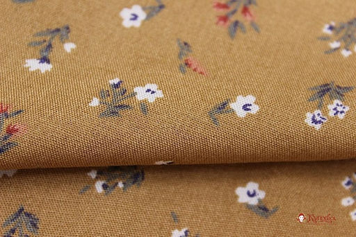 Штапель Весенние букетики на карамельно-коричневом, ш.1.43м, вискоза-100%, 110гр/м.кв - Купава фото 7