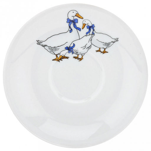 Блюдце чайное фарфоровое "Гуси новые" д140мм, h23мм, форма "Унифицированный" (Россия)