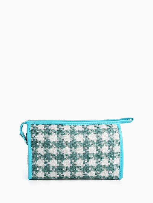 Косметичка на молнии, треугольная, с паттерном, белая/зелёная