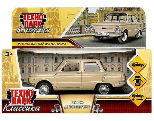 Технопарк. ЗАЗ-968а Ретро-автомобиль "Запорожец" 12 см, инерция, бежевый, арт.ZAZ968A-12-BG (72)