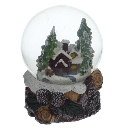 Фигурка декор в стекл шаре "Домик" (подсвет, LR44x2 н/п), D 6 см, L7 W7,5 H8 см, 2в.