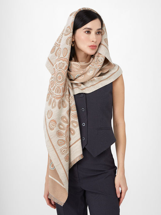 в составе ШЕРСТЬ и КАШЕМИР Большой, мягкий, теплый однотонный двусторонний палантин. - Tantino фото 7