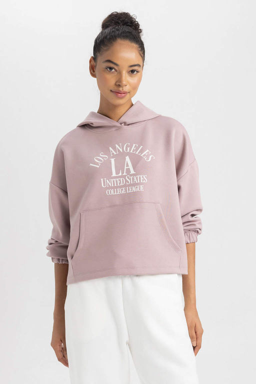 Толстовка из плотной ткани с капюшоном и принтом DeFactoFit  фото 3