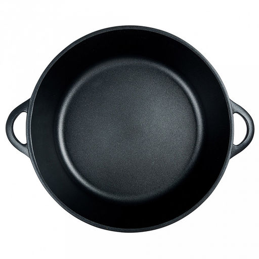 Жаровня с антипригарным покрытием 5,5л, д32см "Классик", h9,5см, s0,4см, литые ручки, стеклянная крышка с пароотводом, форма "Классик волна" подарочная упаковка (Россия)