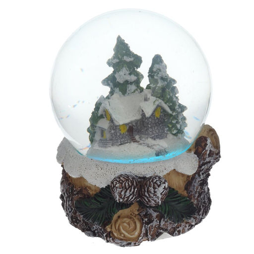 Фигурка декор в стекл шаре "Домик" (подсвет, LR44x2 н/п), D 6 см, L7 W7,5 H8 см, 2в.