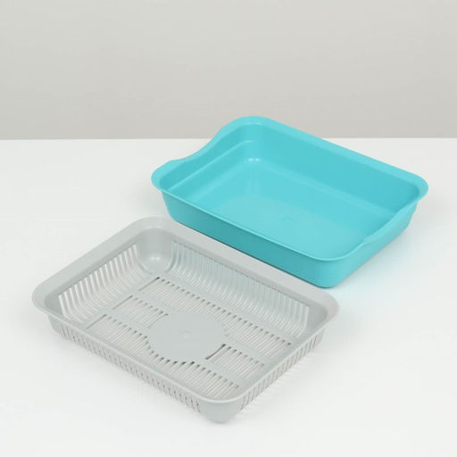 Туалет с сеткой, 35,5х26х7 см, серый/бирюзовый - Simaland фото 5