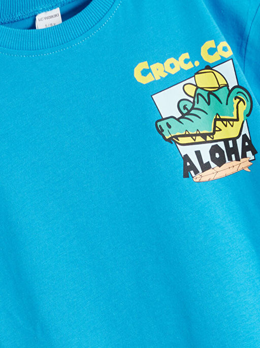 Bisiklet Yaka Timsah Bask?l? Erkek ?ocuk Ti??rt