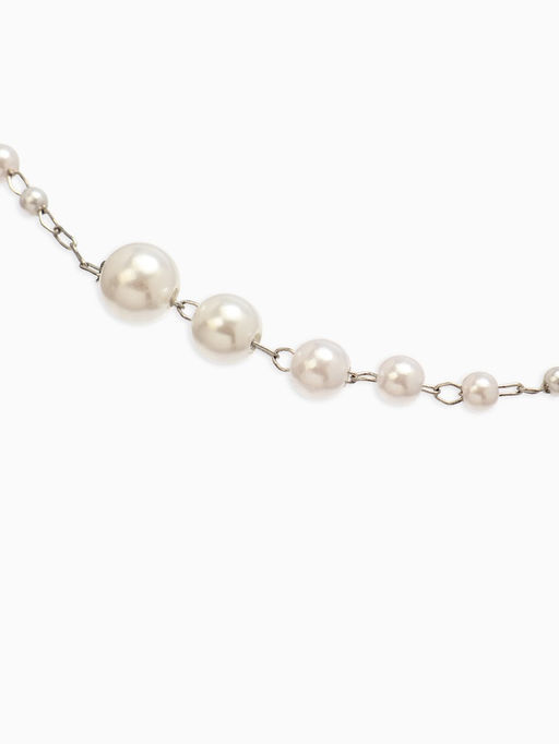 Бусы жемчужные, длинные, d=3.4, 5.6, 8.10, белые в серебре