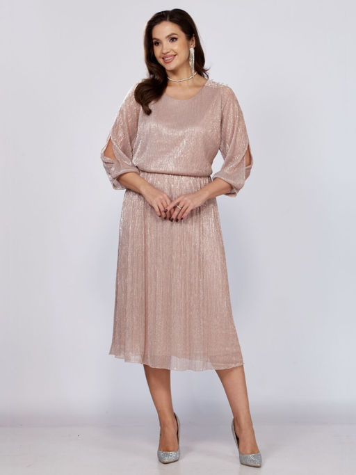 Платье Mira Fashion 5446S-Р пудра с полуоткрытыми рукавами