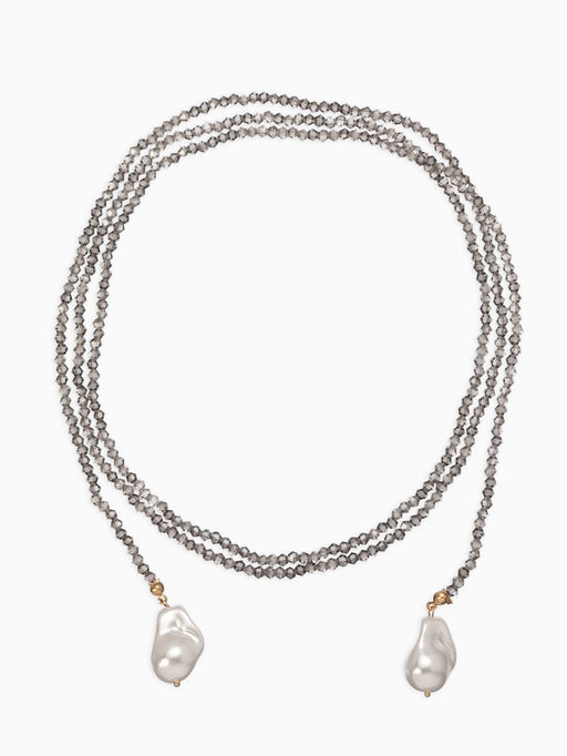 Бусы бисерные с подвесами жемчуг «Нить стекла», L=120 см, №2, серые