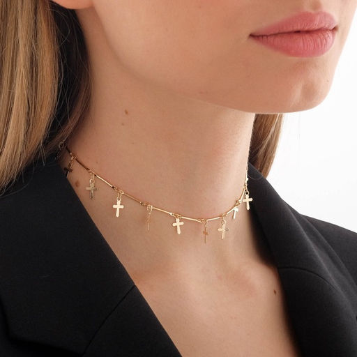 Чокер Металлика крестики, цвет золото, L=30 - Queen fair фото 4