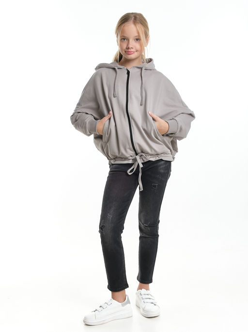 Толстовка на молнии с капюшоном 22-7640 серый - Mini maxi фото 6