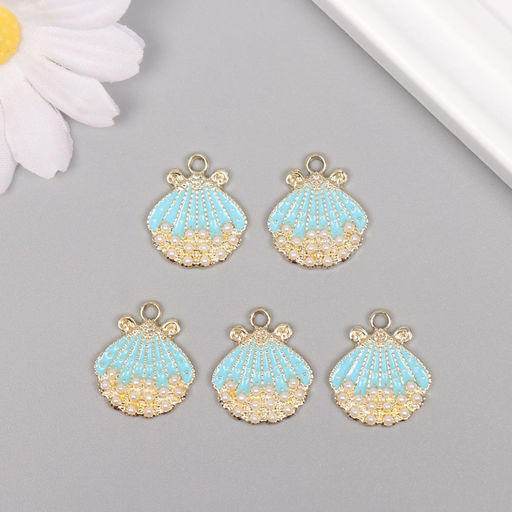 Цена за 5 шт. Декор для творчества металл, стразы «Ракушка», золото, 2.1×1.8×0.3 см