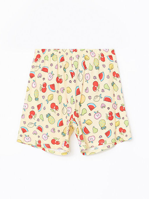 Beli Lastikli Bask?l? K?z ?ocuk Pijama ?ort