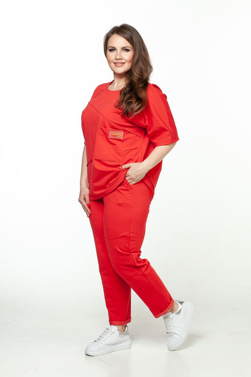 Брюки футер 2-х нитка 102/08/Красный - Rise фото 6