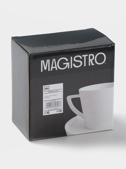 Кофейная пара Magistro White Snow, 120 мл, фарфор, белая