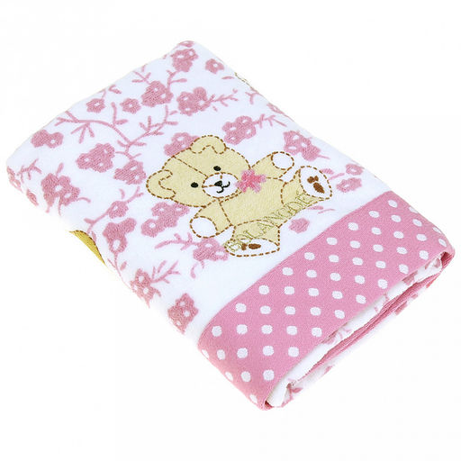 "Япония-2078" Полотенце махровое 50х90см, плотность 300гр/м2, 100% хлопок, "Мишки", розовый, Bolangde (Китай)