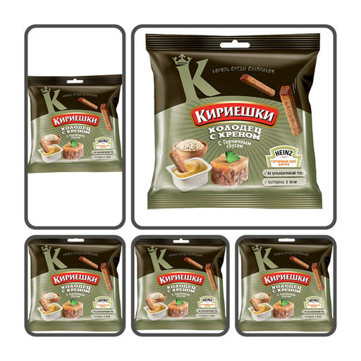 Цена за 5 шт.Кириешки, сухарики со вкусом холодца с хреном и горчичным соусом Calve, 85 г  фото 2