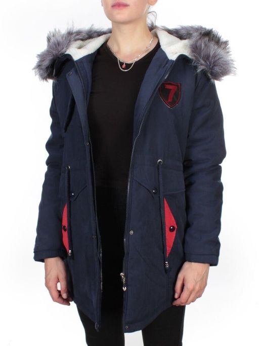 537 DARK BLUE Куртка парка зимняя женская KSV (100 гр. тинсулейт + искусственный мех) - Фабричный китай фото 7