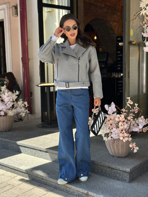 Куртка AURA 7048-176 серый меланж