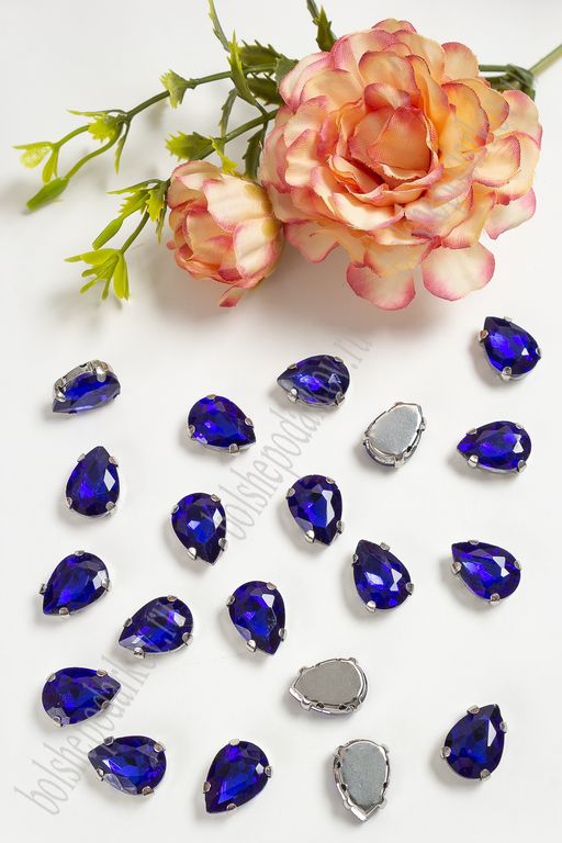 Стразы пришивные 14 мм "Капелька" (20 шт) SF-3708, синий №9