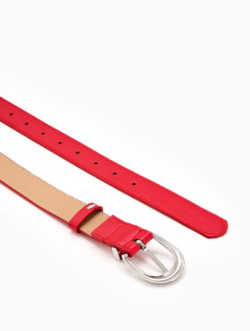 Ремень женский «Кэлли», 110×3 см, пряжка металл, серебристая, красный