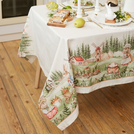 Скатерть «Этель. Кроличья ферма», 149×220 см, 100% хлопок, саржа 190 г/м²