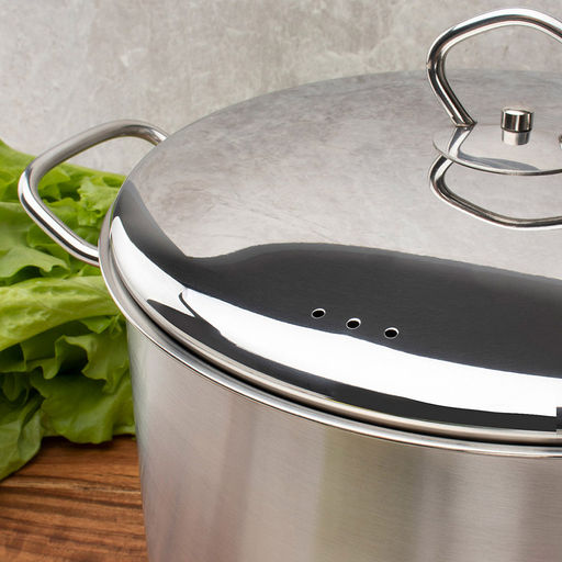 Кастрюля из нержавеющей стали 8л, д26см, h16,5см, дно д24,3см, s4мм, металлическая крышка, пароотвод, капсулированное дно с алюминиевой вставкой, матовая полировка внутри и снаружи, зеркальная полировка у крышки, мерная шкала, пэт пакет, TalleR (Ки - Домашняя мода фото 5