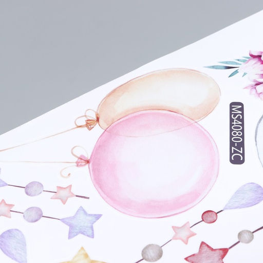 Наклейка пластик интерьерная цветная "Слонёнок на радуге с венком" набор 2 листа 30х60 см