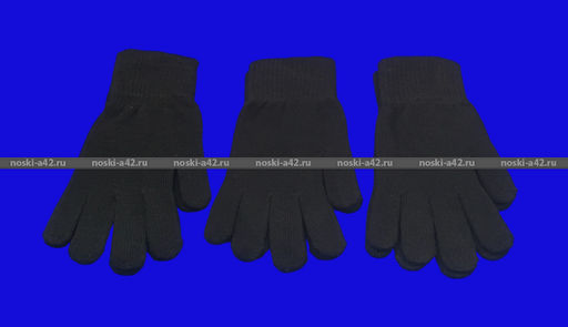 Цена за 12 шт. Перчатки женские, подростковые ЧЕРНЫЕ с начесом арт. MS-Н2202 длина перчатки 20-21 см - For you фото 3