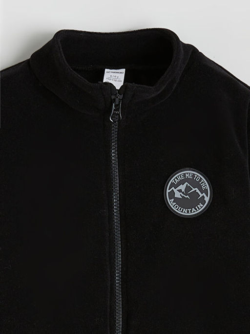 Kolej Yaka Basic Uzun Kollu Erkek ?ocuk Fermuarl? Sweatshirt