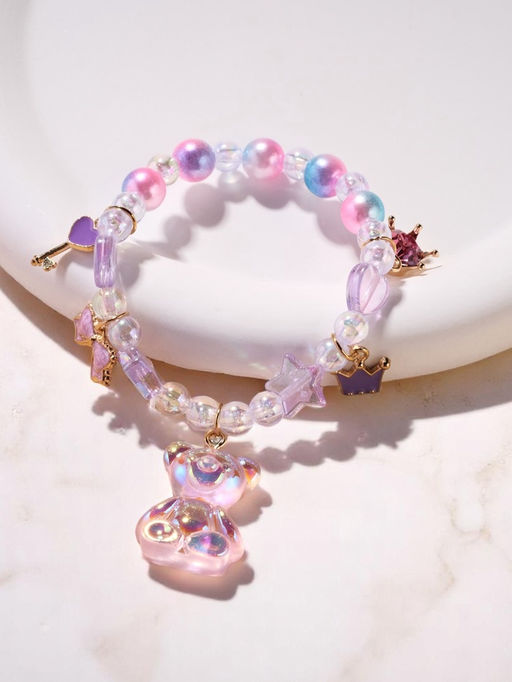 Браслет детский «Выбражулька» d=5.5 см мишка, звёзды, фиолетовый