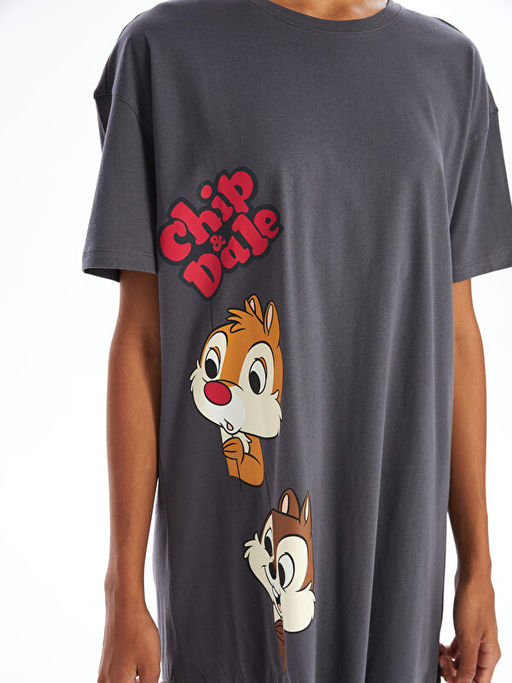 Bisiklet Yaka Chip and Dale Bask?l? Kad?n Gecelik - Waikiki фото 3