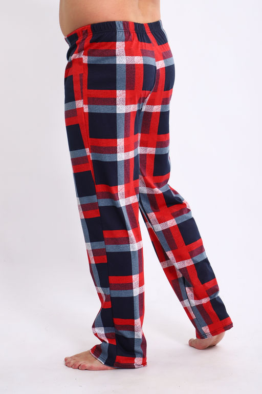 Брюки домашние мужские из кулирки красная клетка макси - Амадэль фото 2