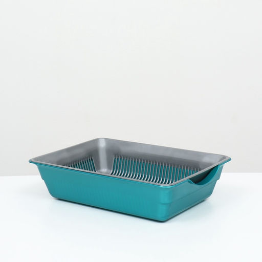 Туалет глубокий с сеткой 36×25×9 см, серый/бирюзовый