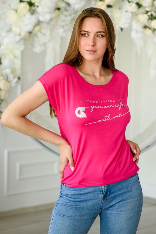 Футболка женская из вискозы Лирика малиновый You are safe - Амадэль фото 4