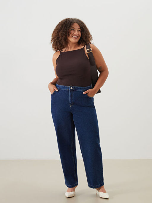 Beli Lastikli Straight Fit Kad?n Jean Pantolon