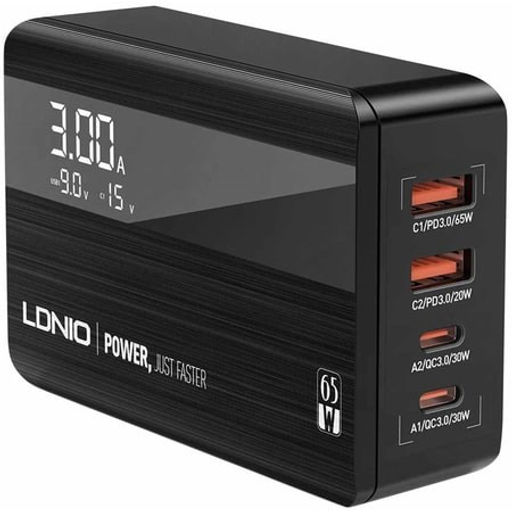 Зарядное устройство сетевое LDNIO (A4808Q, LD_C3482) 5.0А, PD+PPS+SCP+QC, 70W, 4*USB, черное