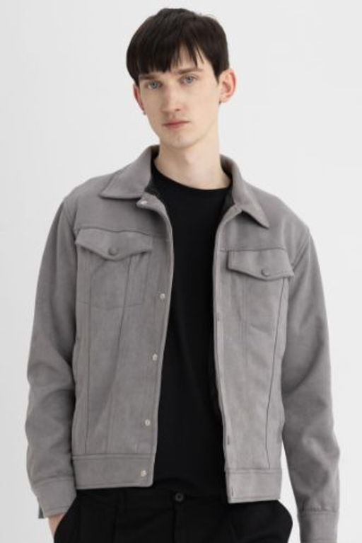 Slim Fit Suet Ceket Dar Kesim Gomlek Yaka C?tc?tl? Cepli