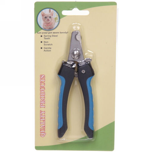 Цена за 3 шт. Когтерез для животных "ЗООУЛЬТРА", пружинный механизм, ручки прорезиненные - волна, цвет чёрный / голубой, 12см