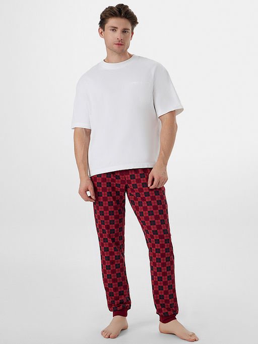 Брюки мужские домашние красные в клетку - Mark formelle фото 3