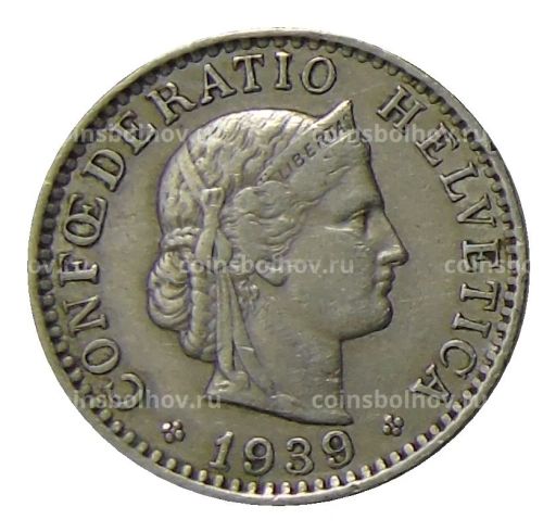 Монета 20 раппенов 1939 года Швейцария