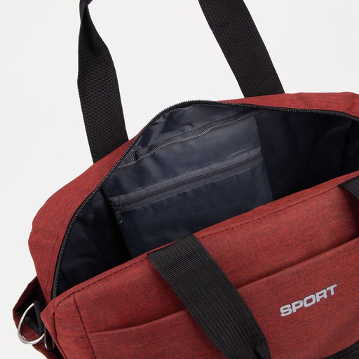 Сумка спортивная на молнии, 3 наружных кармана, цвет бордовый - Simaland фото 4