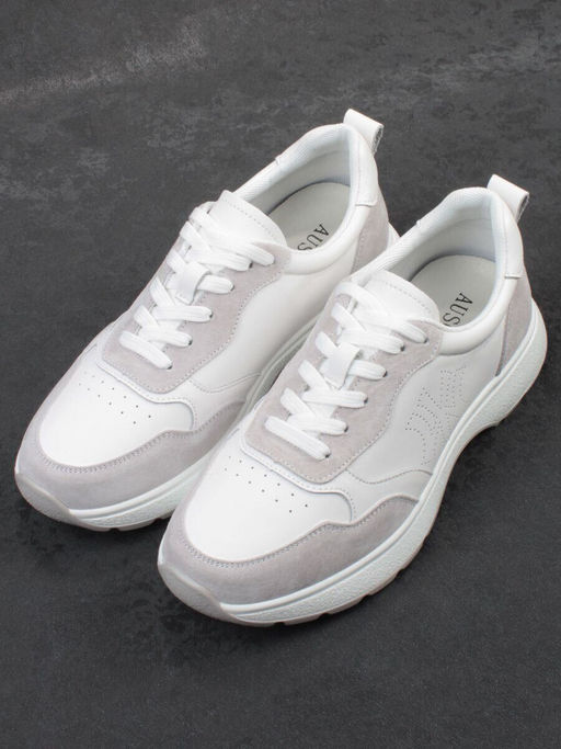 03-YC527-2 WHITE/GRAY Кроссовки женские (натуральная кожа)