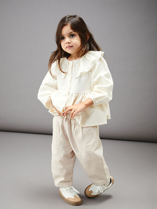 Bebe Yaka K?z Bebek Bluz ve Pantolon 2li Tak?m