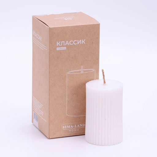 Свеча-цилиндр Sima Home, 5×7.5 см, пальмовый воск, белая, 6 ч