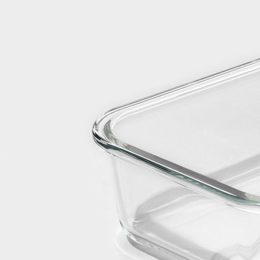 Контейнер для еды из жаропрочного стекла Доляна «Клик», 620 мл, 18×14×6,5 см, с крышкой