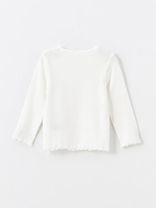 Bisiklet Yaka Uzun Kollu Bask?l? K?z Bebek Ti??rt - Waikiki фото 2